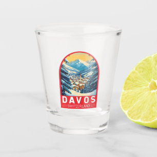 Vaso De Chupito Emblema de arte de viajes de Davos Suiza