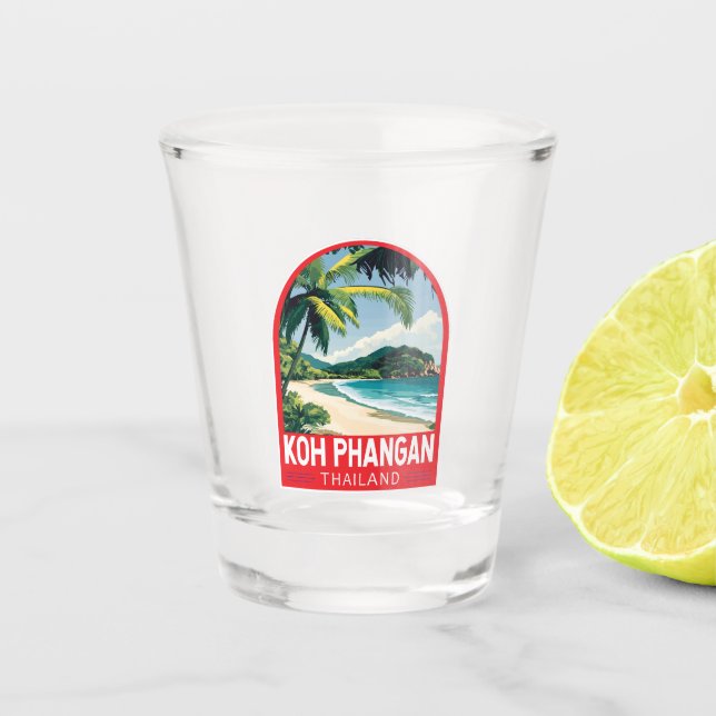 Vaso De Chupito Emblema de arte de viajes de Koh Phangan Tailandia (Anverso)