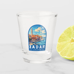 Vaso De Chupito Emblema de arte de viajes de Zadar Croatia