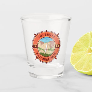 Vaso De Chupito Emblema de la brújula retro del Parque Nacional Yo
