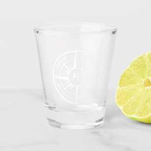 Vaso De Chupito Emblema de la estrella de la brújula monograma bla