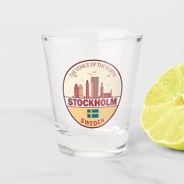 Vaso De Chupito Emblema de la línea aérea de la ciudad de Suecia e (Anverso)