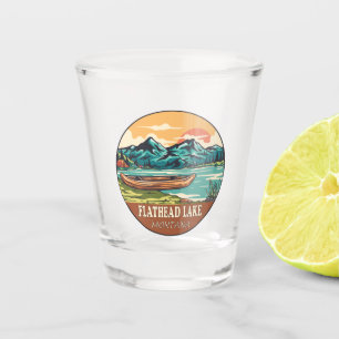 Vaso De Chupito Emblema De Pesca En Bote Del Lago Montana