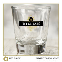 Vaso De Chupito Emblema Personalizado Elegante Negro Dorado
