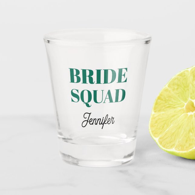 Vaso De Chupito Emerald Green Wedding Bride Squad Personalized (Anverso)