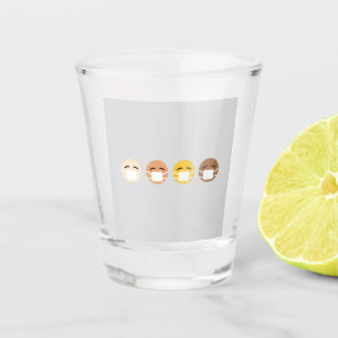 Vaso De Chupito Emoji enmascarada enfrenta máscara arriba COVID