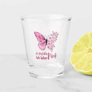 Vaso De Chupito En octubre usamos mariposa rosa floral lindo