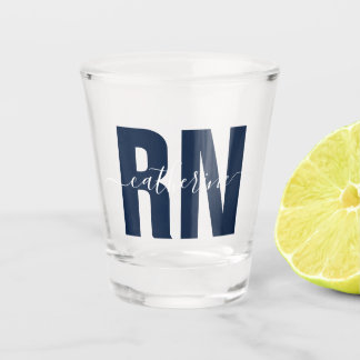 Vaso De Chupito Enfermera inscrita en RN personalizada: azul y bla