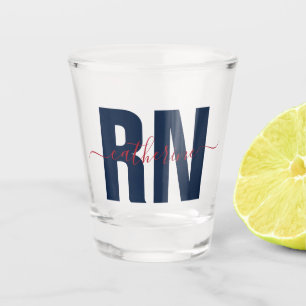 Vaso De Chupito Enfermera inscrita en RN personalizada: azul y roj