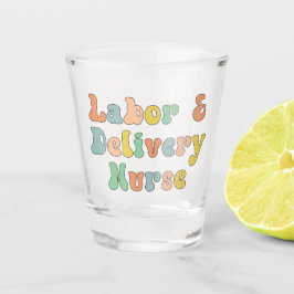 Vaso De Chupito Enfermero de parto y trabajo Groovy Retro