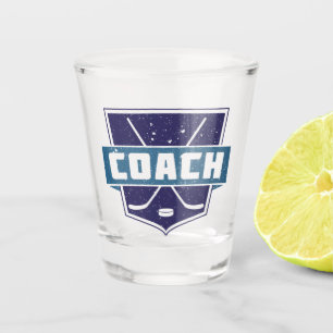 Vaso De Chupito Entrenador de Hockey, Escudo, Azul,  