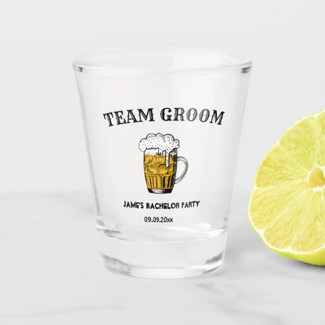 Vaso De Chupito Equipo Groom Bachelor Mejor Hombres Fiesta de Cóct (Anverso)
