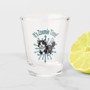 Vaso De Chupito Es Hora Zoomie Gato Negro y Blanco Lindo