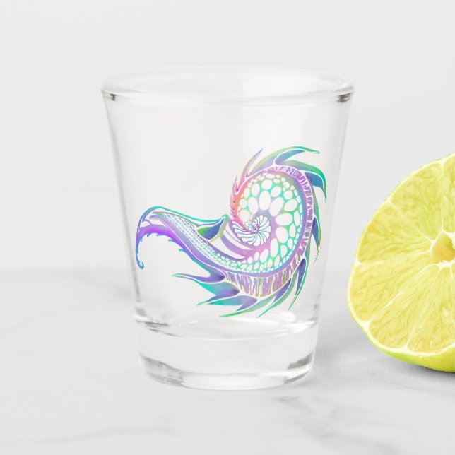 Vaso De Chupito Esbozo de la vida marina en Neon (Anverso)