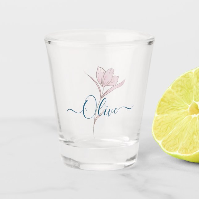 Vaso De Chupito Esbozo floral acuarela personalizada (Anverso)