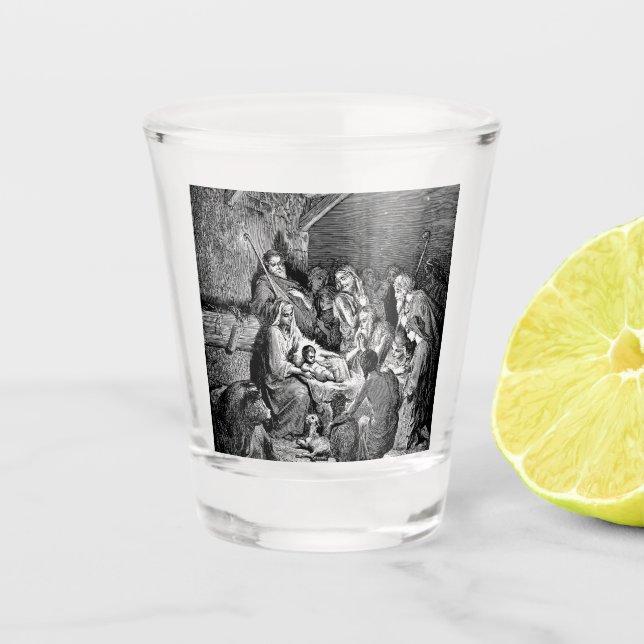 Vaso De Chupito Escena de la Natividad de Navidades ilustrados (Anverso)
