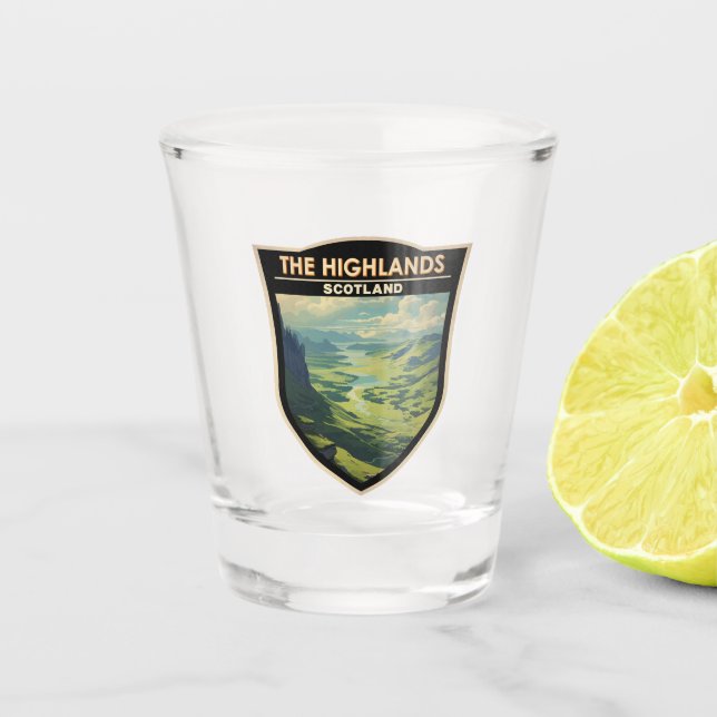 Vaso De Chupito Escocia Highlands Escocia Viaje de arte (Anverso)