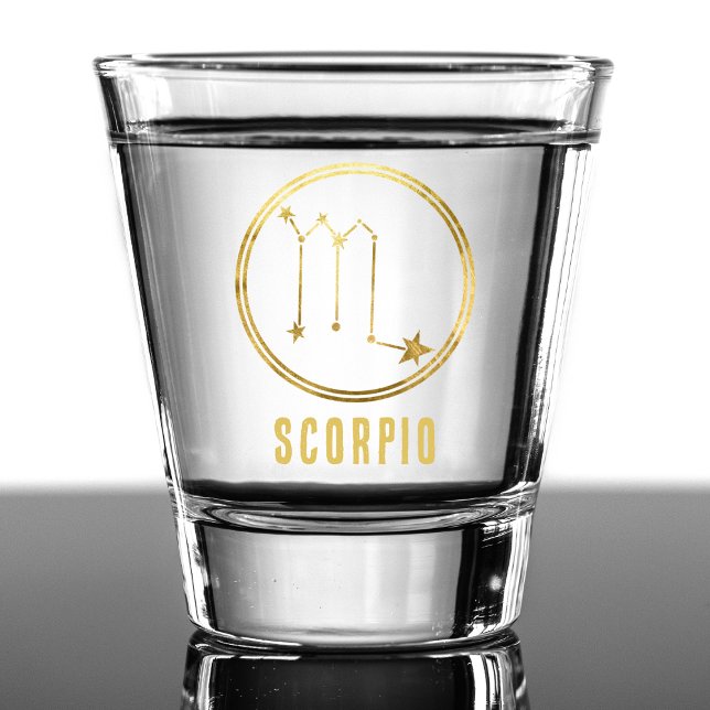 Vaso De Chupito Escorpio Rótulo Zodiaco Astrología Horoscopio Oro (gold scorpio zodiac sign shot glass)