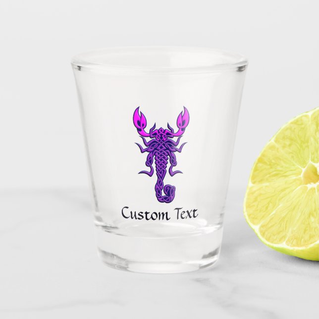 Vaso De Chupito Escorpión de nudo celta púrpura (Anverso)