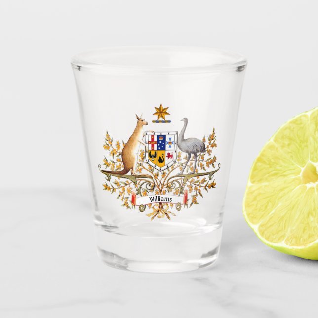 Vaso De Chupito Escudo de armas australiano su texto (Anverso)