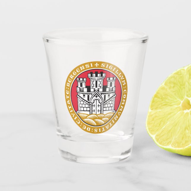 Vaso De Chupito Escudo de armas de Bergen (Noruega) (Anverso)