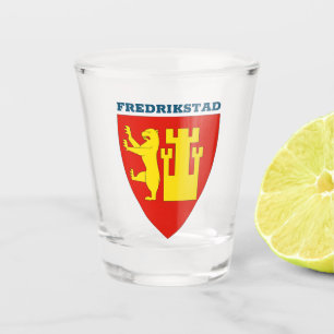 Vaso De Chupito Escudo de armas de Fredrikstad, vidrio caliente de