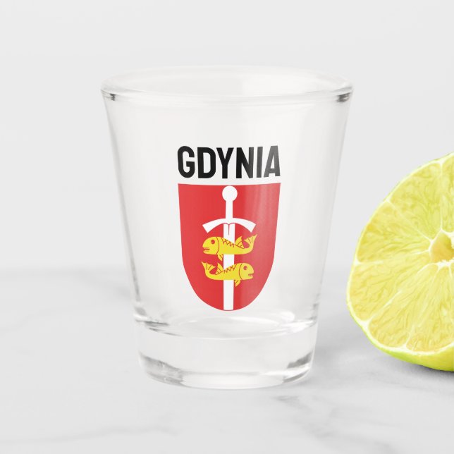 Vaso De Chupito Escudo de armas de Gdynia, Polonia (Anverso)