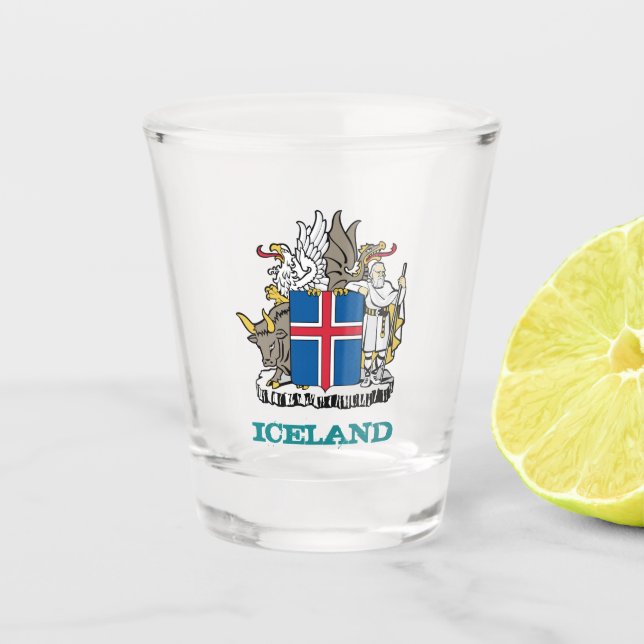 Vaso De Chupito Escudo de armas de Islandia e Islandia, pabellón/f (Anverso)