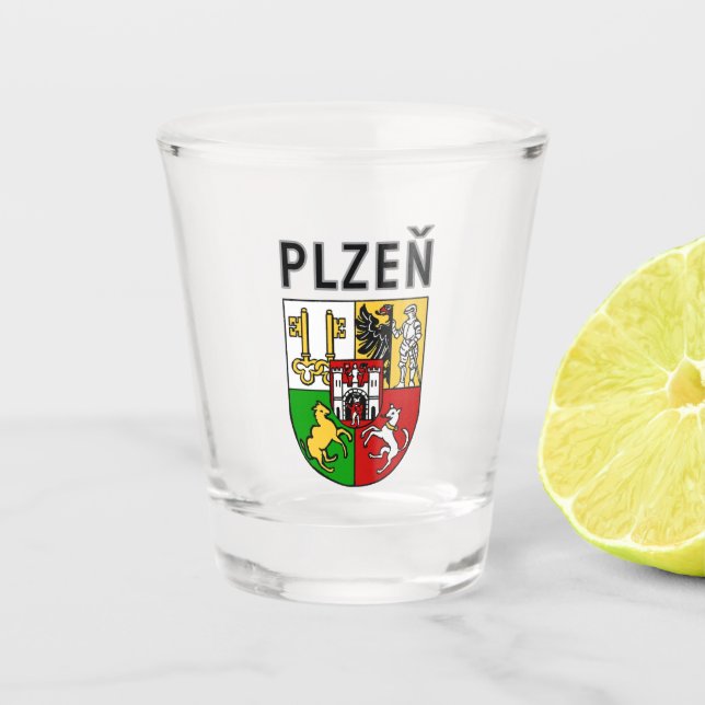 Vaso De Chupito Escudo de Armas de Plzeň, República Checa (Anverso)