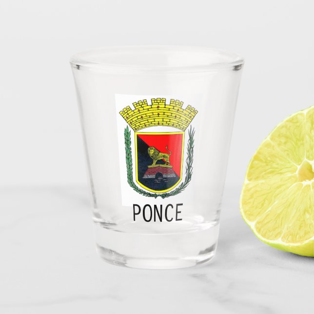 Vaso De Chupito Escudo de armas de Ponce, Puerto Rico (Anverso)