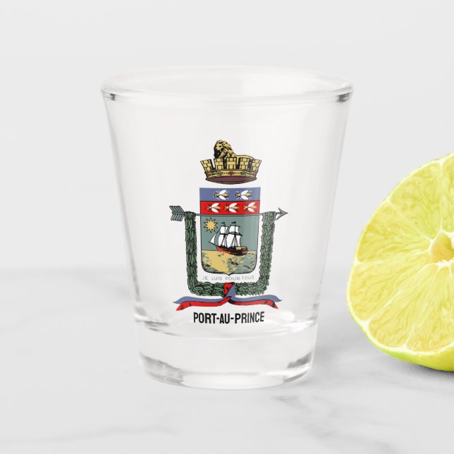 Vaso De Chupito Escudo de armas de Puerto Príncipe, HAITÍ (Anverso)