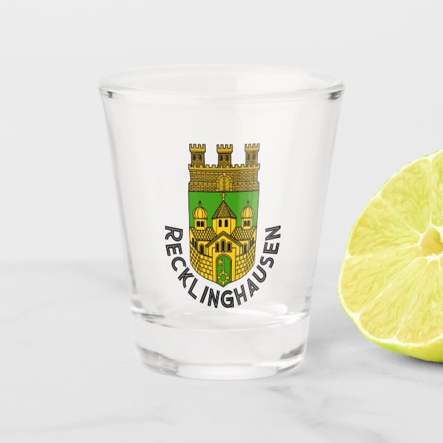 Vaso De Chupito Escudo de armas de Recklinghausen, Alemania (Anverso)