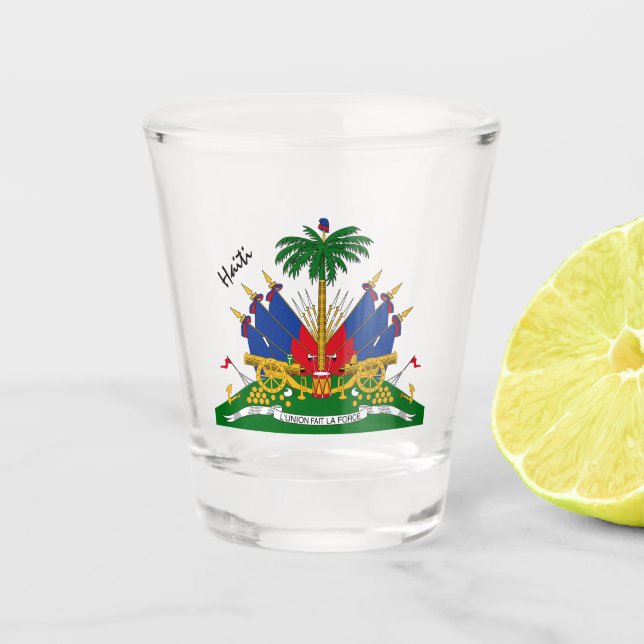 Vaso De Chupito Escudo de armas haitiano y haitiano, bandera/fiest (Anverso)