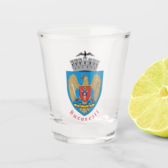 Vaso De Chupito Escudo de Bucarest, Rumania (Anverso)