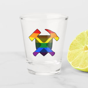 Vaso De Chupito Escudo de martillo de rock para geólogo - Bandera