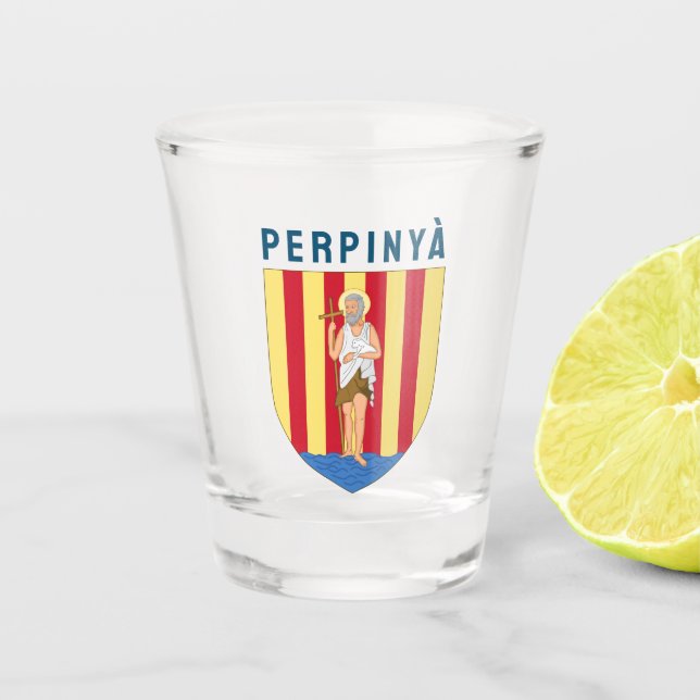 Vaso De Chupito Escudo de Perpiñán, FRANCIA (Anverso)