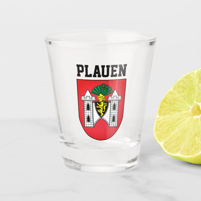 Vaso De Chupito Escudo de Plauen, Alemania (Anverso)