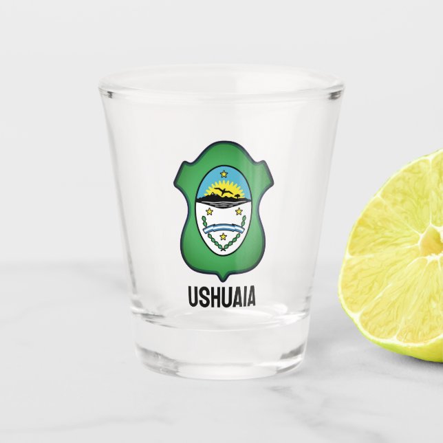 Vaso De Chupito Escudo de Ushuaia - Argentina (Anverso)