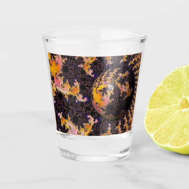 Vaso De Chupito Esfera de Tormenta de Fuego Fractal (Anverso)