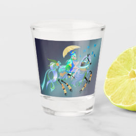 Vaso De Chupito Espectacular de pavo real con caballos encantados