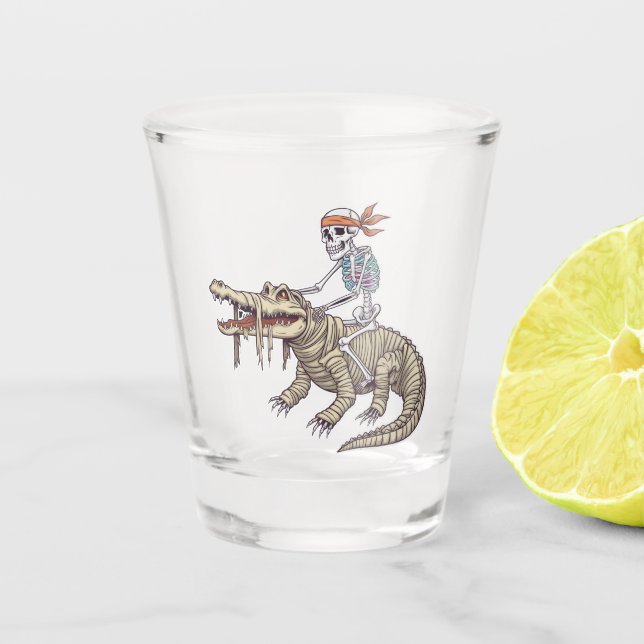 Vaso De Chupito Espeluznante esqueleto de Halloween Crocodile Mumm (Anverso)