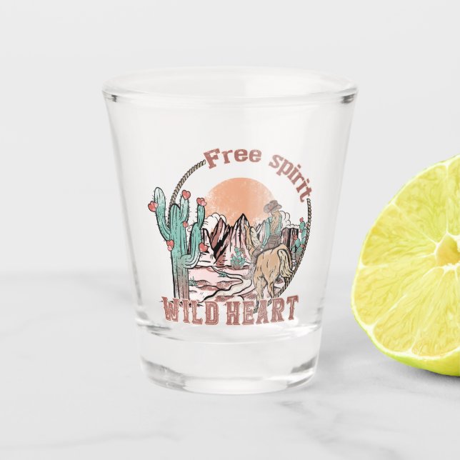 Vaso De Chupito Espíritu libre, corazón salvaje | País occidental (Anverso)