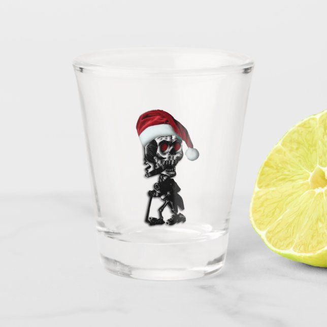 Vaso De Chupito Esqueleto de los Navidades fumadores de cigarros (Anverso)