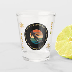 Vaso De Chupito Esquí Mt. Baker, Washington - Mujer Esquiadora en