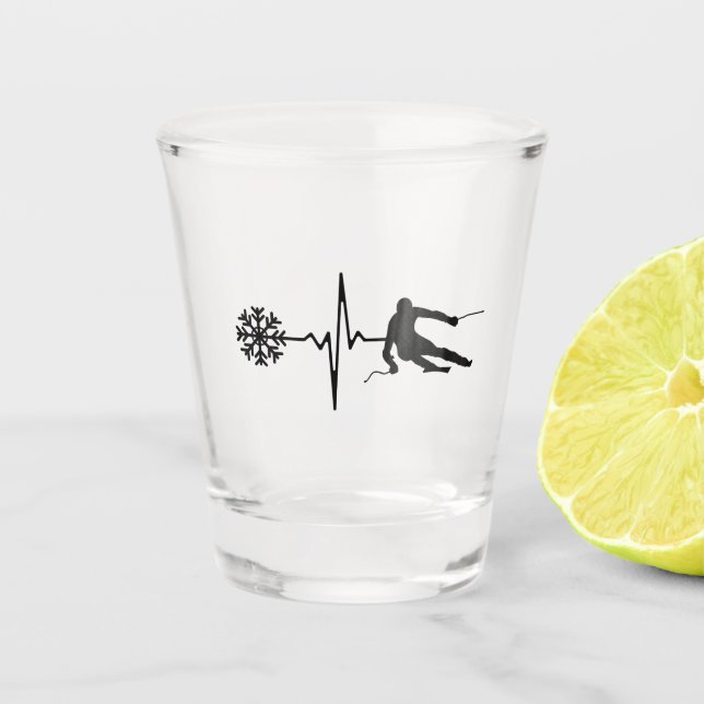 Vaso De Chupito Esquí - Regalo de esquí de ritmo cardíaco (Anverso)