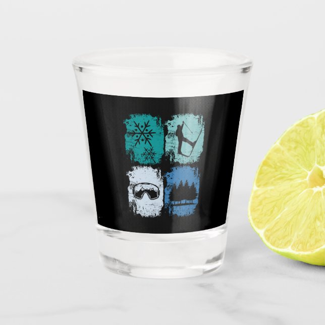 Vaso De Chupito Esquiadores Deportes de Invierno (Anverso)