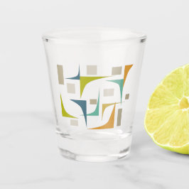 Vaso De Chupito Esquinas verdes turquesa Naranja mitad siglo moder