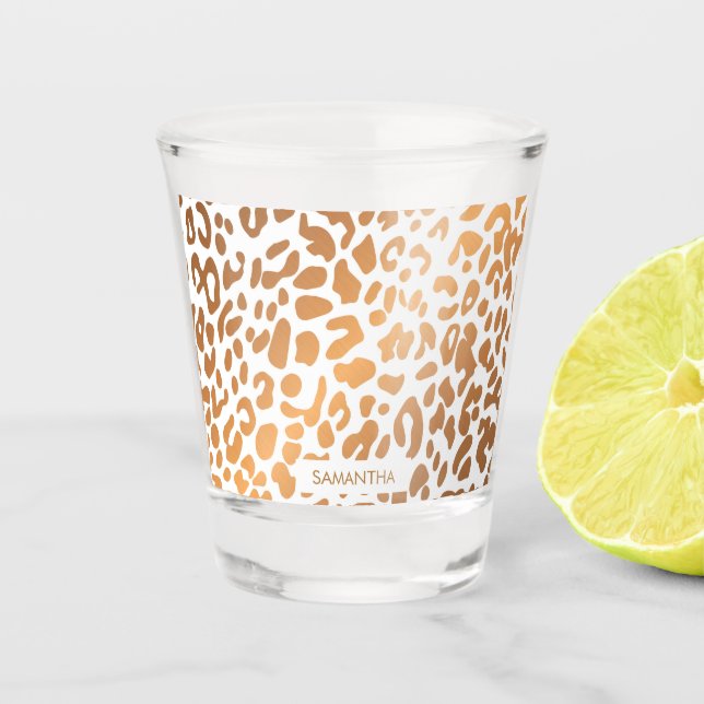 Vaso De Chupito Estampado leopardo de oro (Anverso)