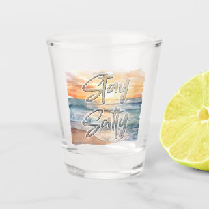 Vaso De Chupito Estancia Salty Beach Temática Costera Sunset