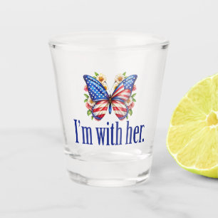Vaso De Chupito Estoy con su Kamala Harris por la mariposa del pre